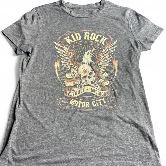 The Unbranded Brand Tops - Kid Rock Detroit Michigan Motor City Graphic Tee Gray Rocker T-Shirt Small